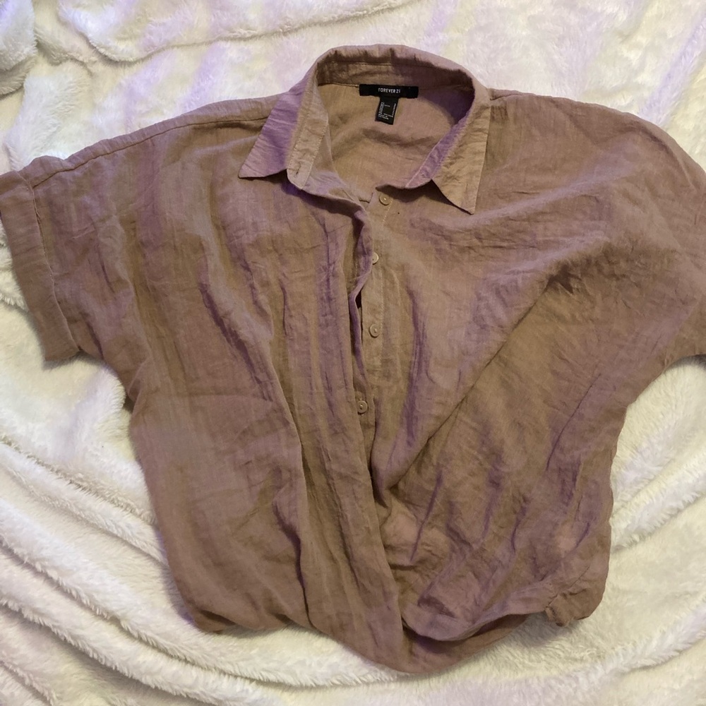 FOREVER 21 SMALL BLOUSE WOMEN'S TOP SHEER BROWN